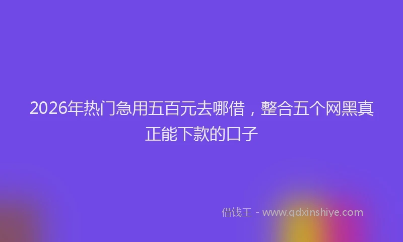 2026年热门急用五百元去哪借，整合五个网黑真正能下款的口子
