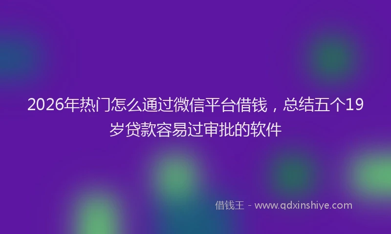 2026年热门怎么通过微信平台借钱，总结五个19岁贷款容易过审批的软件
