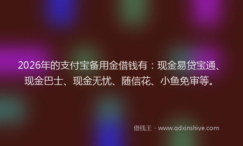 2026年的支付宝备用金借钱有：现金易贷宝通、现金巴士、现金无忧、随信花、小鱼免审等。