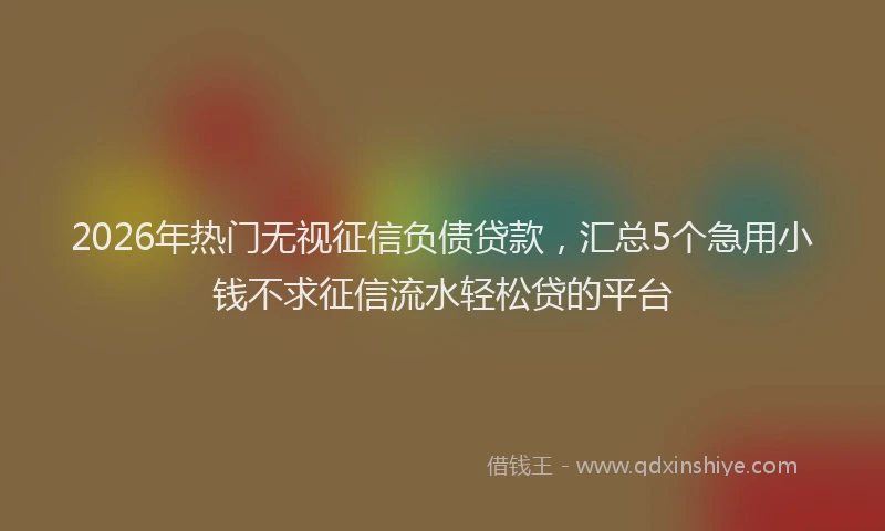 2026年热门无视征信负债贷款，汇总5个急用小钱不求征信流水轻松贷的平台