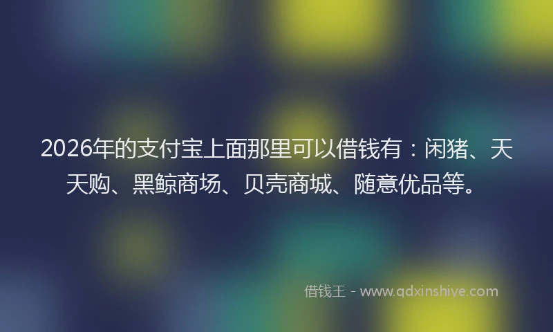 2026年的支付宝上面那里可以借钱有：闲猪、天天购、黑鲸商场、贝壳商城、随意优品等。