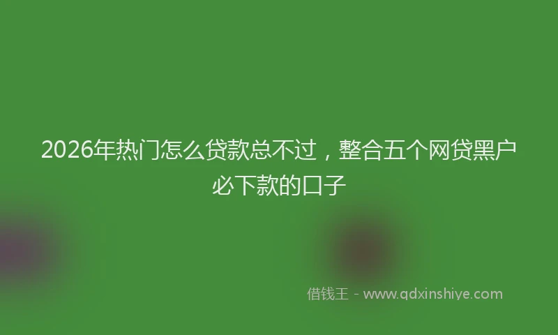 2026年热门怎么贷款总不过,整合五个网贷黑户必下款的口子