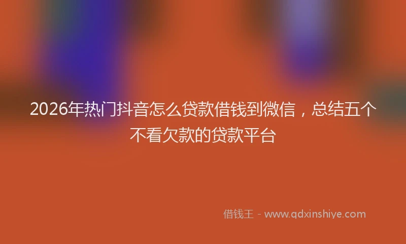 2026年热门抖音怎么贷款借钱到微信，总结五个不看欠款的贷款平台