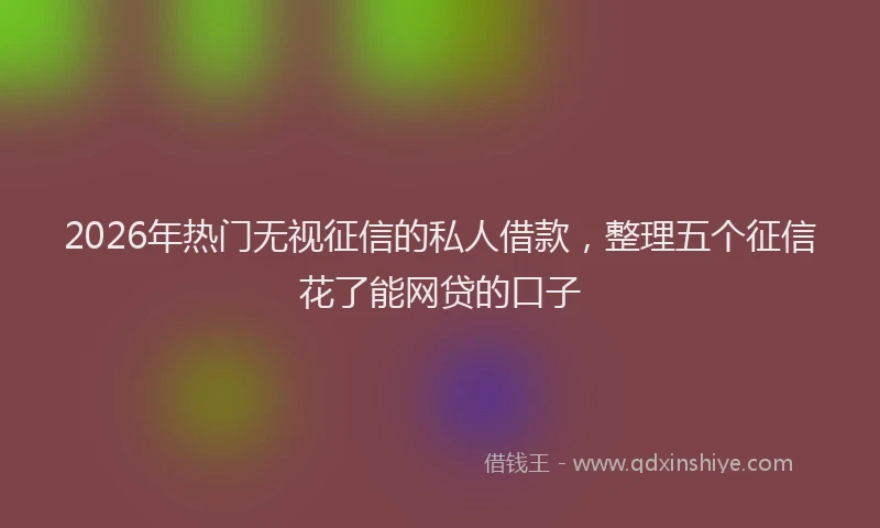 2026年热门无视征信的私人借款,整理五个征信花了能网贷的口子