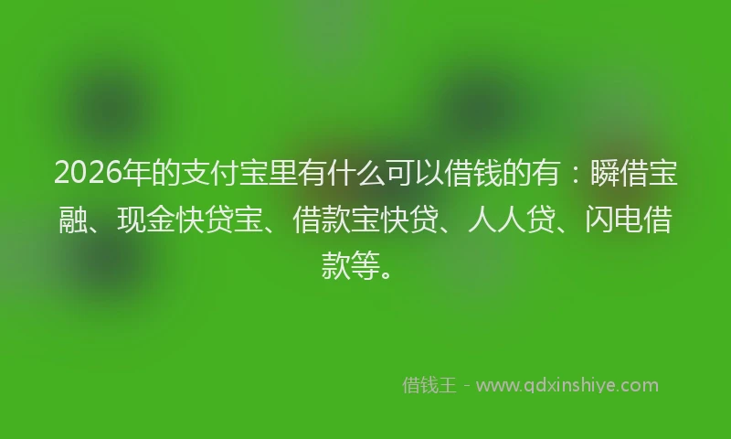 2026年的支付宝里有什么可以借钱的有：瞬借宝融、现金快贷宝、借款宝快贷、人人贷、闪电借款等。