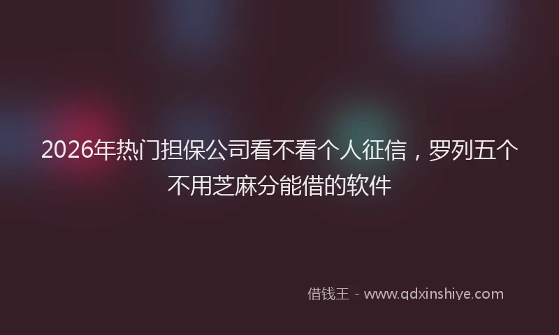 2026年热门担保公司看不看个人征信，罗列五个不用芝麻分能借的软件