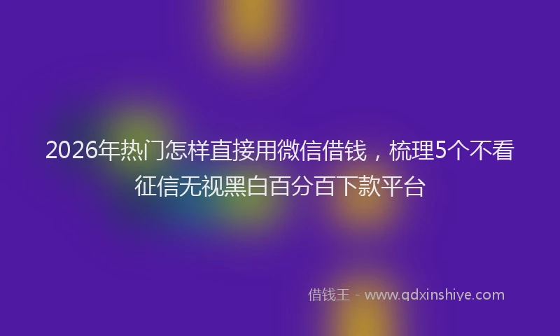 2026年热门怎样直接用微信借钱，梳理5个不看征信无视黑白百分百下款平台