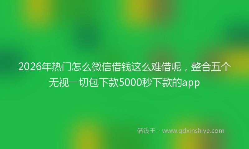 2026年热门怎么微信借钱这么难借呢,整合五个无视一切包下款5000秒下款的app