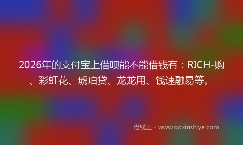 2026年的支付宝上借呗能不能借钱有：RICH-购、彩虹花、琥珀贷、龙龙用、钱速融易等。