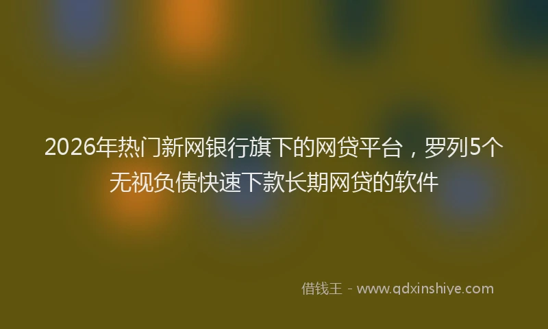 2026年热门新网银行旗下的网贷平台，罗列5个无视负债快速下款长期网贷的软件