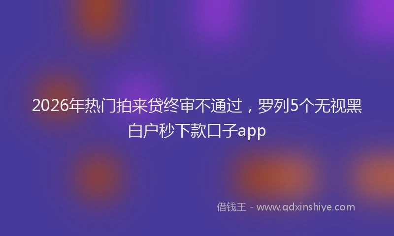 2026年热门拍来贷终审不通过，罗列5个无视黑白户秒下款口子app
