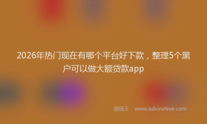 2026年热门现在有哪个平台好下款，整理5个黑户可以做大额贷款app
