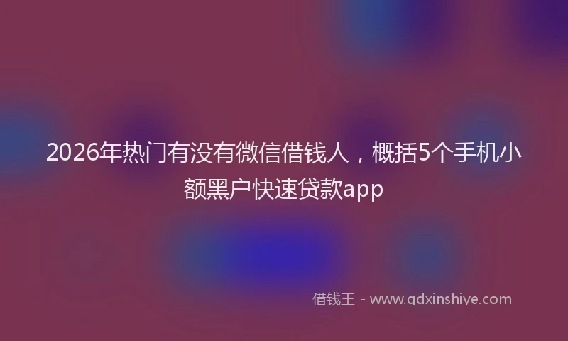 2026年热门有没有微信借钱人，概括5个手机小额黑户快速贷款app