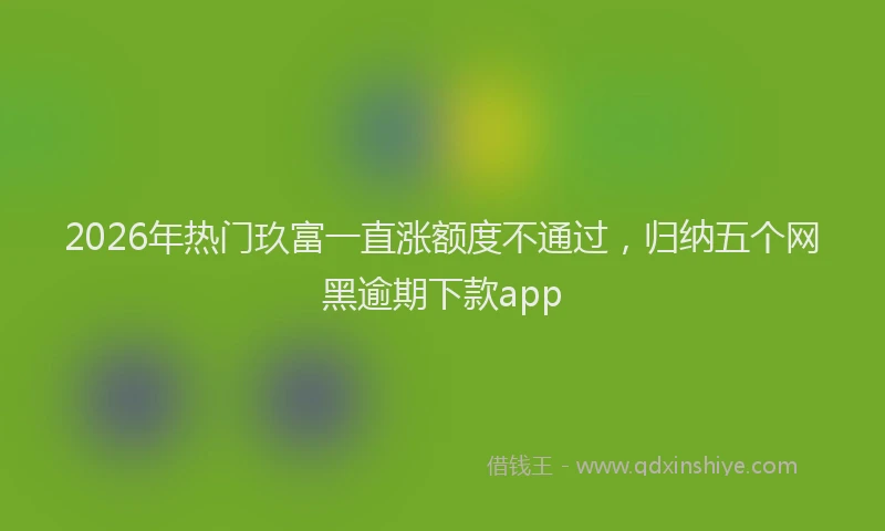 2026年热门玖富一直涨额度不通过，归纳五个网黑逾期下款app