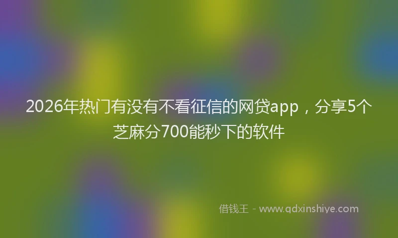 2026年热门有没有不看征信的网贷app，分享5个芝麻分700能秒下的软件