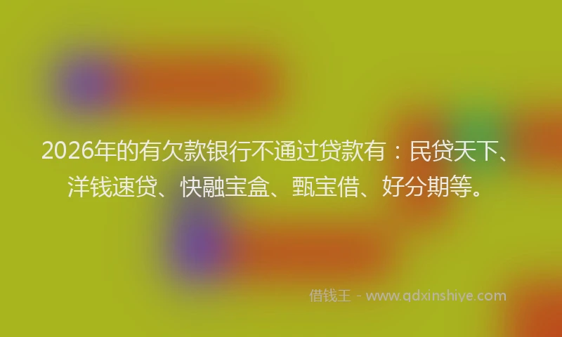 2026年的有欠款银行不通过贷款有：民贷天下、洋钱速贷、快融宝盒、甄宝借、好分期等。