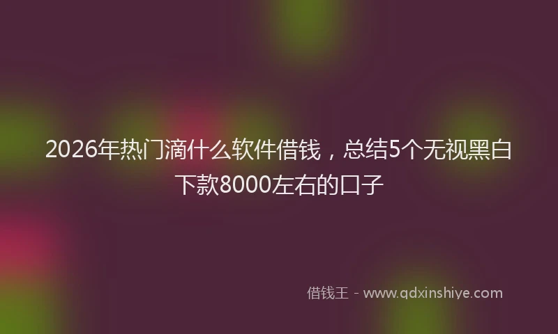 2026年热门滴什么软件借钱,总结5个无视黑白下款8000左右的口子
