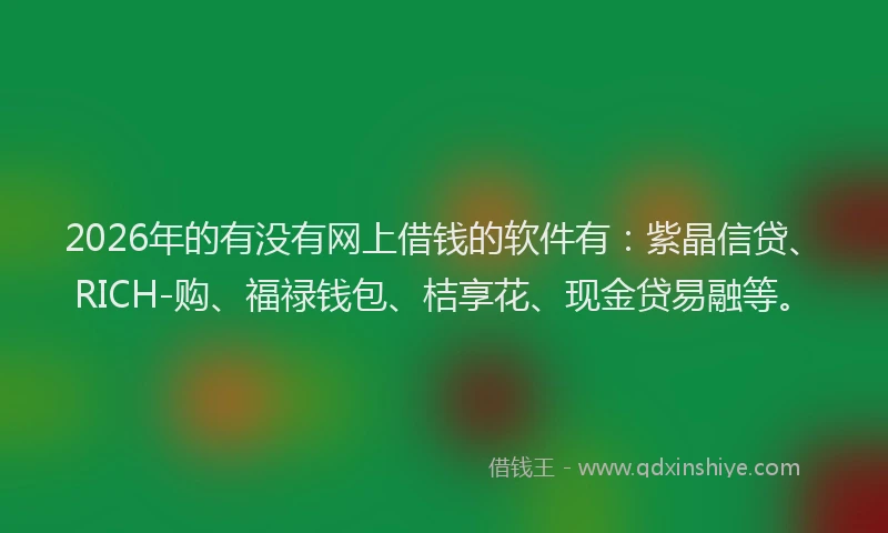2026年的有没有网上借钱的软件有：紫晶信贷、RICH-购、福禄钱包、桔享花、现金贷易融等。
