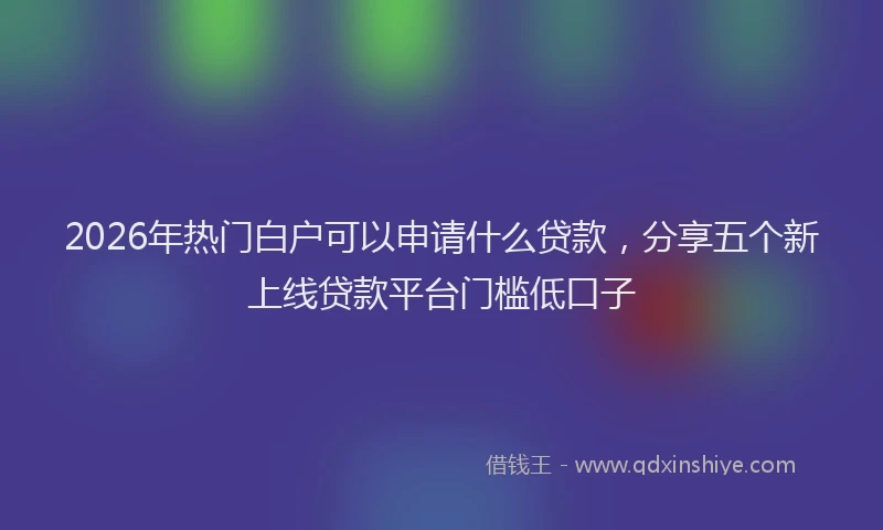 2026年热门白户可以申请什么贷款，分享五个新上线贷款平台门槛低口子