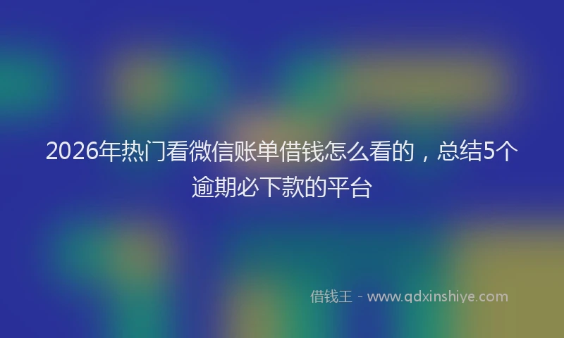 2026年热门看微信账单借钱怎么看的，总结5个逾期必下款的平台