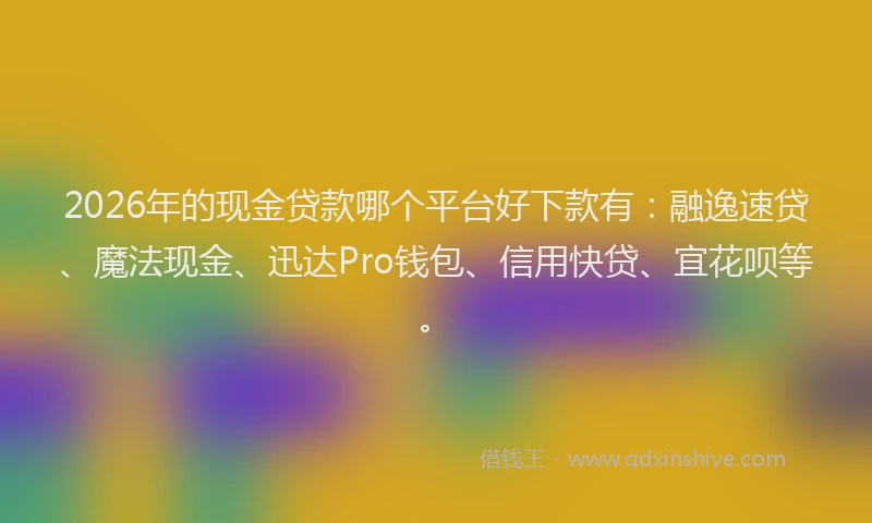 2026年的现金贷款哪个平台好下款有：融逸速贷、魔法现金、迅达Pro钱包、信用快贷、宜花呗等。