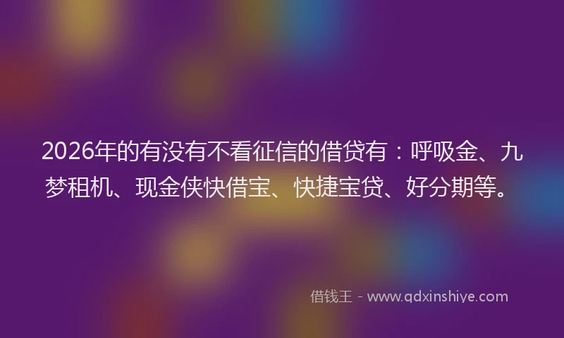 2026年的有没有不看征信的借贷有：呼吸金、九梦租机、现金侠快借宝、快捷宝贷、好分期等。