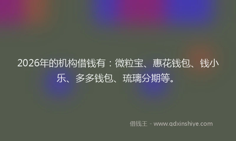 2026年的机构借钱有：微粒宝、惠花钱包、钱小乐、多多钱包、琉璃分期等。