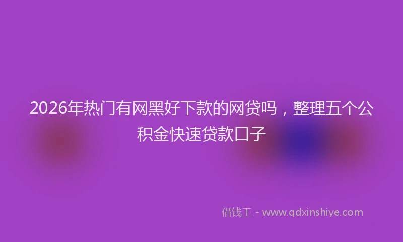 2026年热门有网黑好下款的网贷吗，整理五个公积金快速贷款口子