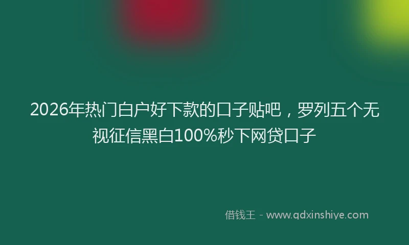 2026年热门白户好下款的口子贴吧，罗列五个无视征信黑白100%秒下网贷口子