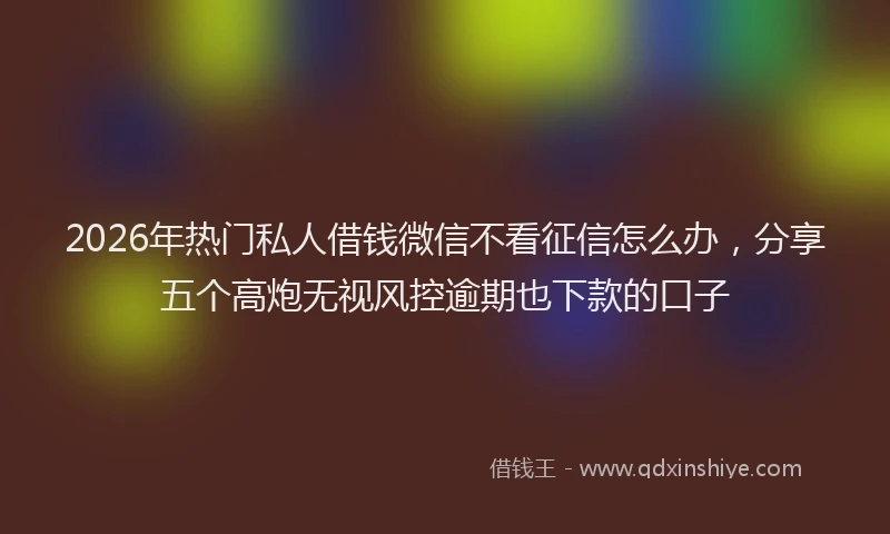2026年热门私人借钱微信不看征信怎么办，分享五个高炮无视风控逾期也下款的口子