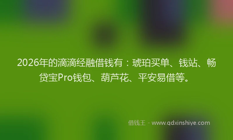 2026年的滴滴经融借钱有：琥珀买单、钱站、畅贷宝Pro钱包、葫芦花、平安易借等。