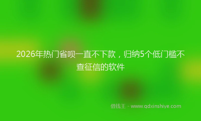 2026年热门省呗一直不下款，归纳5个低门槛不查征信的软件