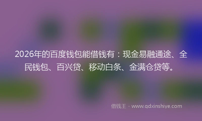 2026年的百度钱包能借钱有：现金易融通途、全民钱包、百兴贷、移动白条、金满仓贷等。