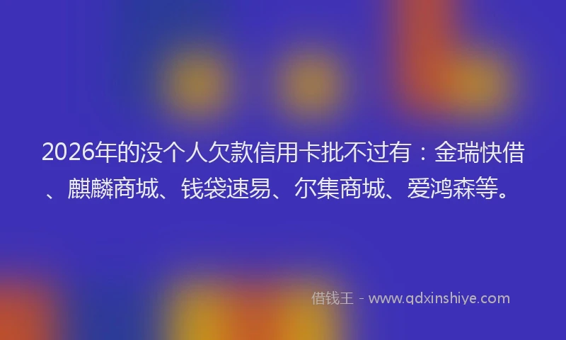 2026年的没个人欠款信用卡批不过有：金瑞快借、麒麟商城、钱袋速易、尔集商城、爱鸿森等。