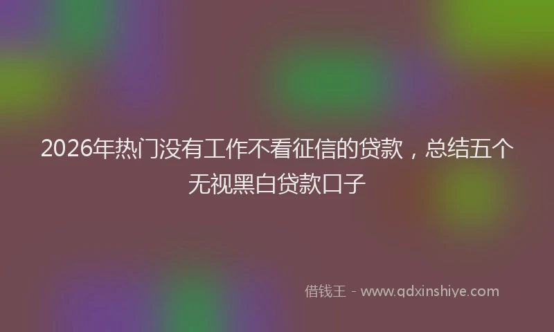2026年热门没有工作不看征信的贷款，总结五个无视黑白贷款口子