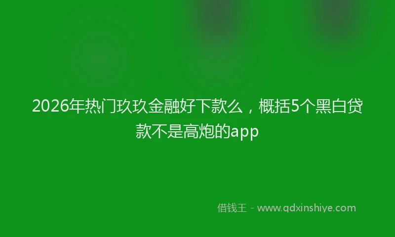 2026年热门玖玖金融好下款么，概括5个黑白贷款不是高炮的app