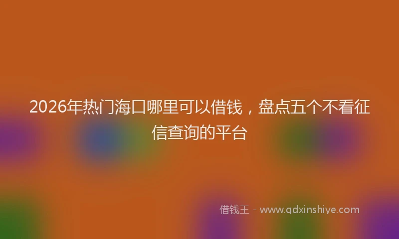 2026年热门海口哪里可以借钱，盘点五个不看征信查询的平台