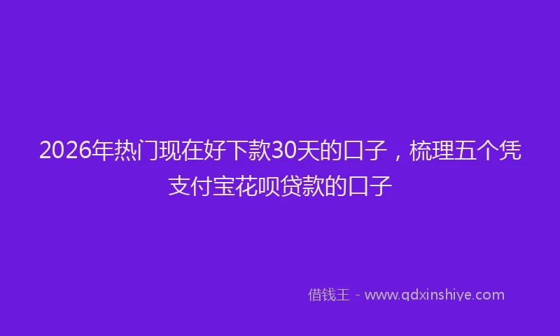 2026年热门现在好下款30天的口子，梳理五个凭支付宝花呗贷款的口子
