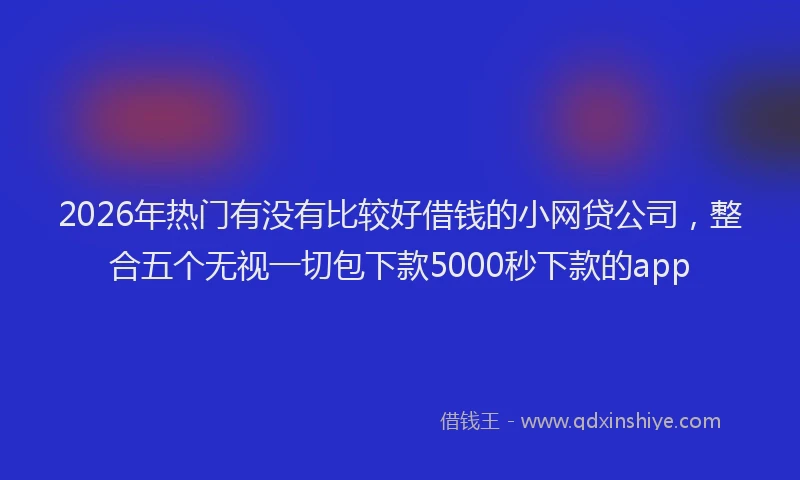 2026年热门有没有比较好借钱的小网贷公司，整合五个无视一切包下款5000秒下款的app