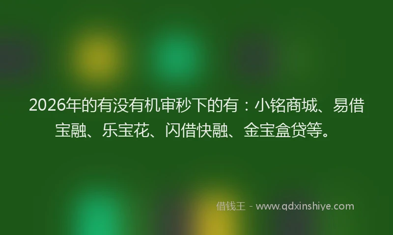 2026年的有没有机审秒下的有：小铭商城、易借宝融、乐宝花、闪借快融、金宝盒贷等。