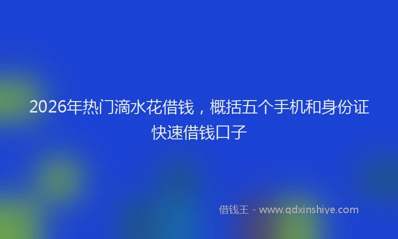 2026年热门滴水花借钱,概括五个手机和身份证快速借钱口子