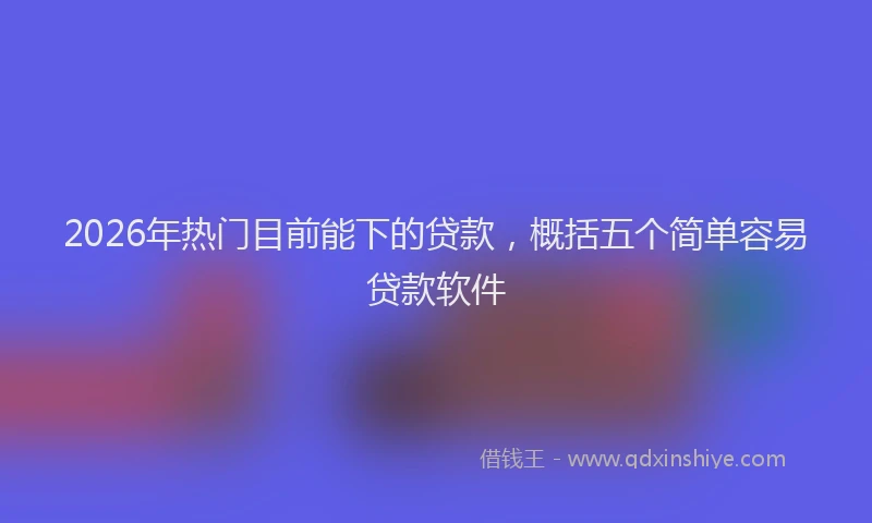 2026年热门目前能下的贷款，概括五个简单容易贷款软件