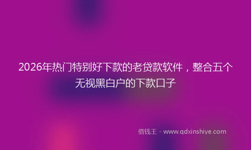 2026年热门特别好下款的老贷款软件，整合五个无视黑白户的下款口子