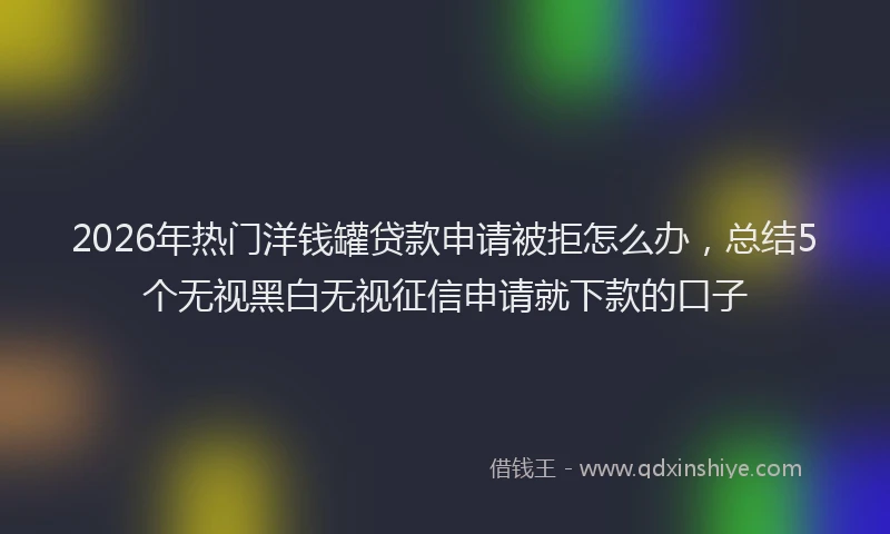 2026年热门洋钱罐贷款申请被拒怎么办，总结5个无视黑白无视征信申请就下款的口子