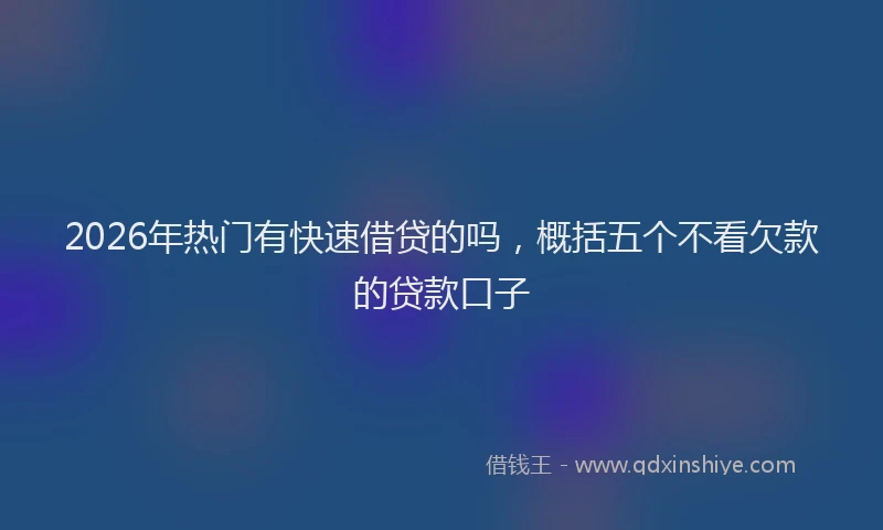 2026年热门有快速借贷的吗，概括五个不看欠款的贷款口子