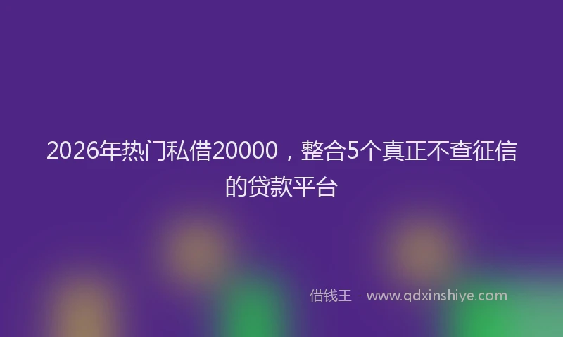 2026年热门私借20000，整合5个真正不查征信的贷款平台