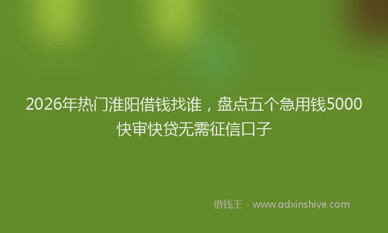 2026年热门淮阳借钱找谁，盘点五个急用钱5000快审快贷无需征信口子