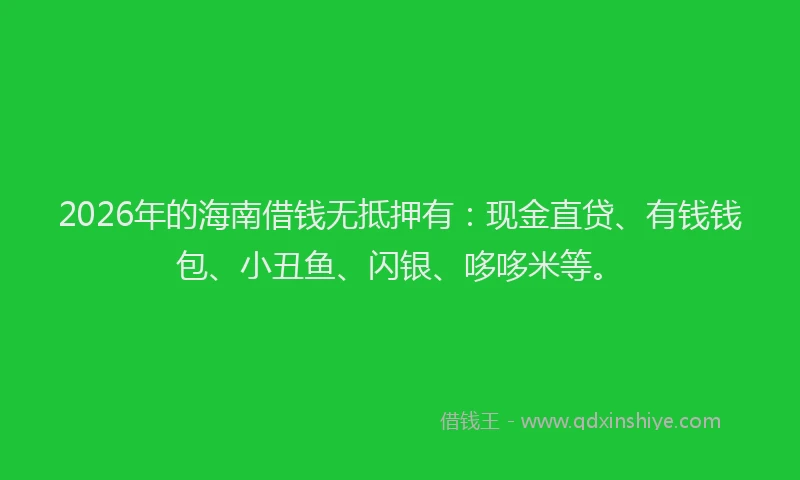 2026年的海南借钱无抵押有:现金直贷、有钱钱包、小丑鱼、闪银、哆哆米等。