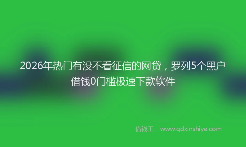 2026年热门有没不看征信的网贷，罗列5个黑户借钱0门槛极速下款软件