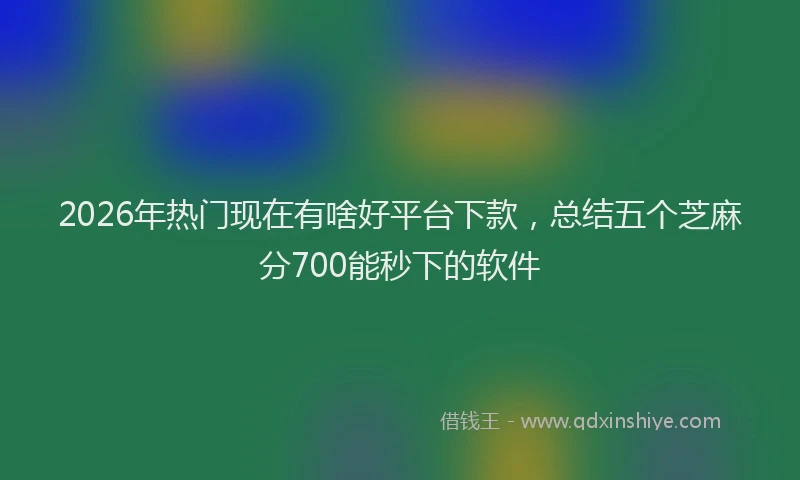 2026年热门现在有啥好平台下款，总结五个芝麻分700能秒下的软件